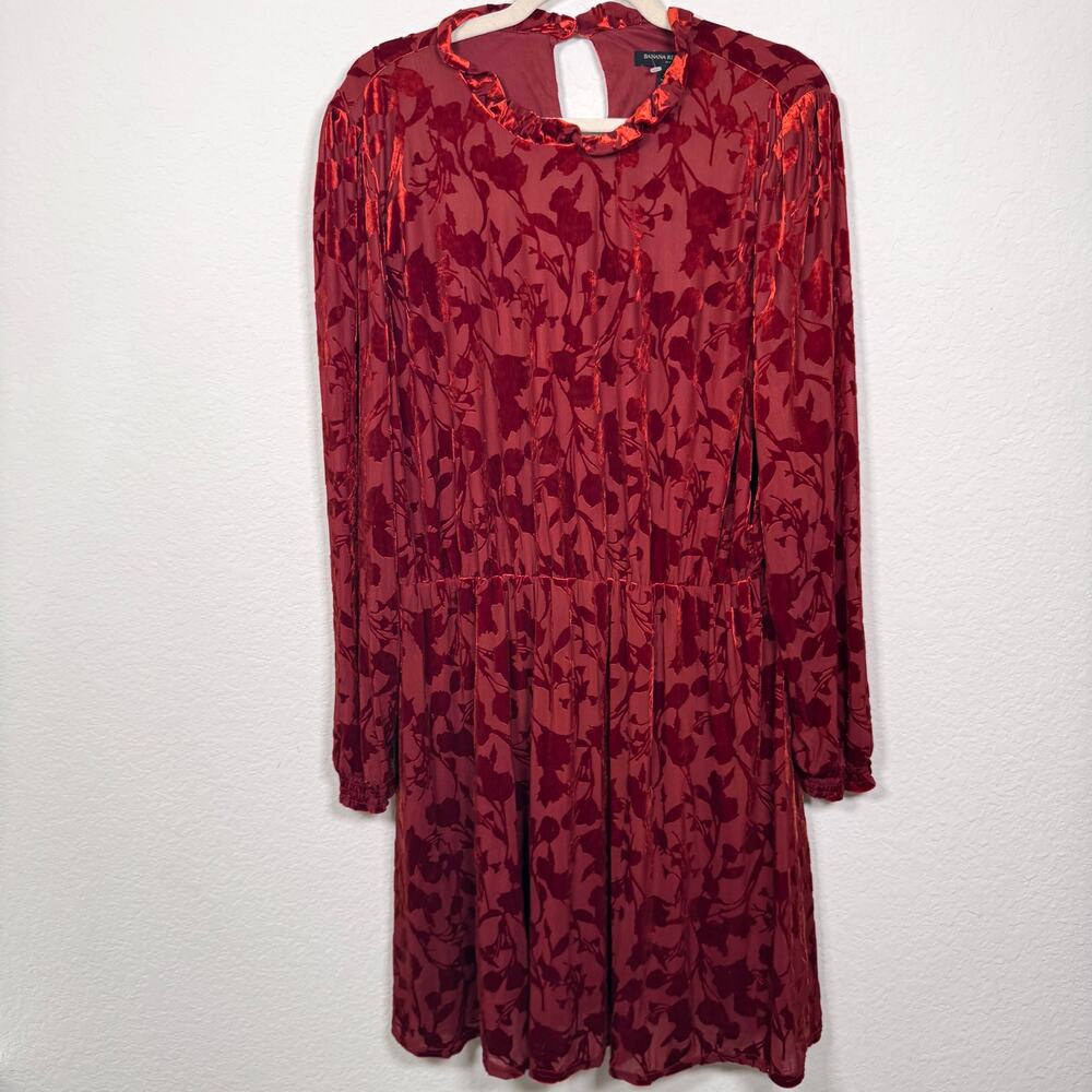 Banana Republic Factory Womens Burnout Velvet Fit Flare Dress Size XL Muir Wood
